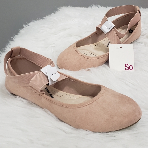 SO Brand Kohls Size 9.5 BLUSH MAUVE Ballet Flats Slip On Shoes Women's Teen
